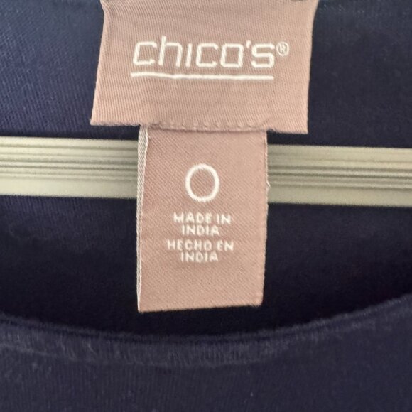 Chicos Navy Blue Sleeveless Crew Neck Sundress with Texture at Bottom - Picture 12 of 15